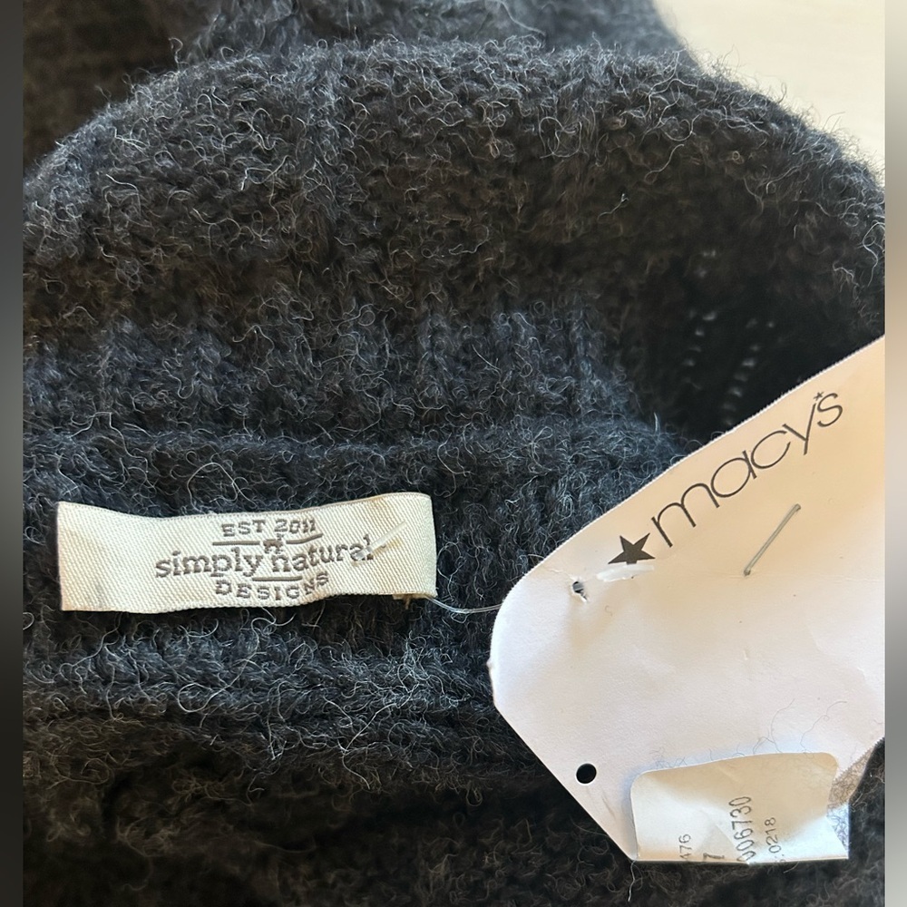 NWT Simply Natural Designs poncho/cape. Dark gray knit, 100% baby alpaca. - Picture 7 of 7